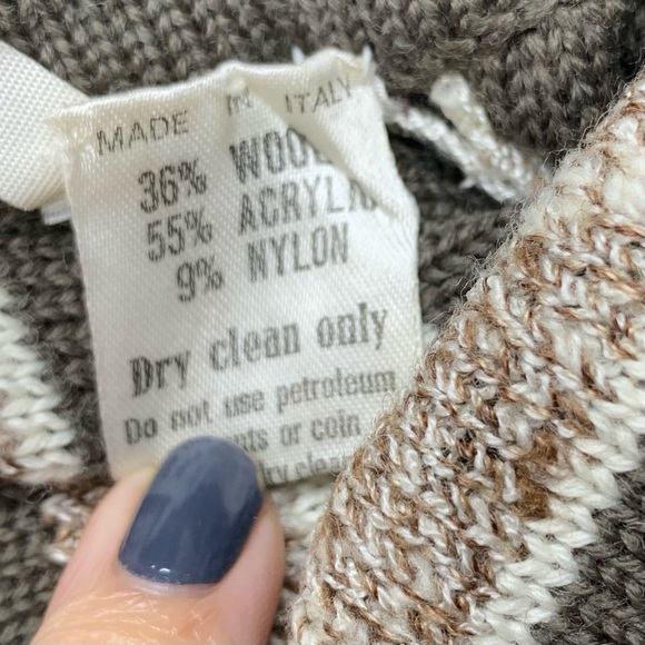 Vintage Lord & Taylor Collared 1/2 Button Brown Striped Sweater Made in Italy - Picture 5 of 7